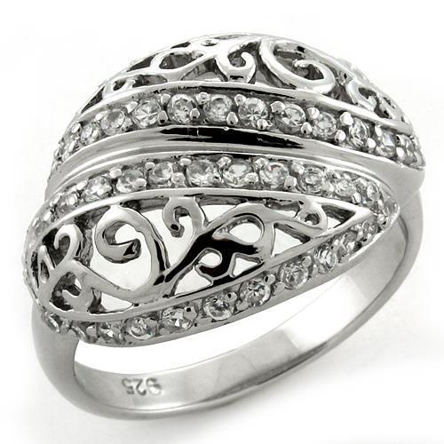 JCEAS1174 Rhodium 925 Sterling Silver Ring with AAA Grade CZ  in Clear